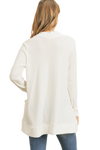 Plus Size Brushed Waffle Long Sleeve Side Pocket Open Front Cardigan Off White - Pack of 6