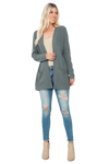 Plus Size Brushed Waffle Long Sleeve Side Pocket Open Front Cardigan Teal Denim - Pack of 6