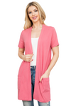 Short Sleeve Open Front Solid Cardigan Mauve Dusty - Pack of 7