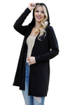 Plus Size Long Sleeve Open Front French Terry Hoodie Cardigan Charcoal - Pack of 6