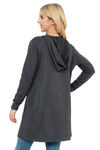 Plus Size Long Sleeve Open Front French Terry Hoodie Cardigan Charcoal - Pack of 6
