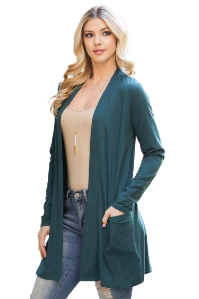 Long Sleeve Solid Cardigan Hunter - Pack of 6