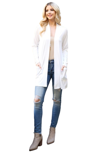 Long Sleeve Solid Cardigan Ivory - Pack of 6