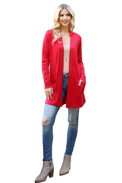 Long Sleeve Solid Cardigan Red - Pack of 6