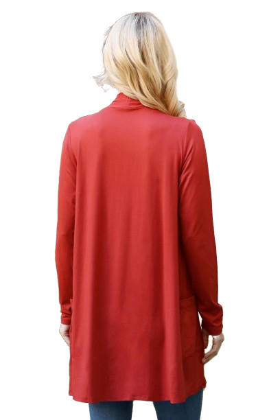 Long Sleeve Solid Cardigan Rust - Pack of 6