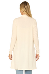 Solid Long Sleeve Side Pocket Open Front Cardigan Beige - Pack of 6