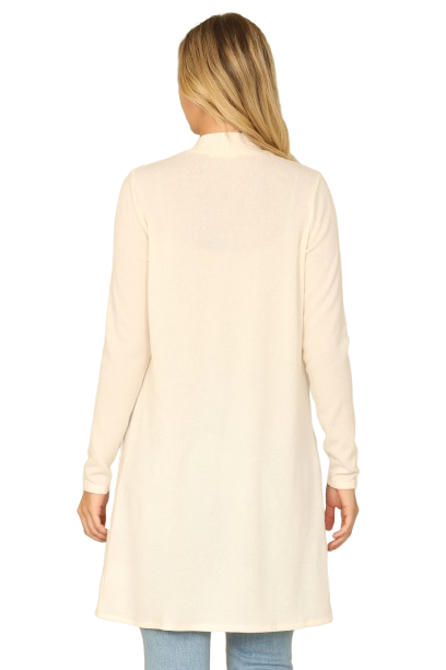 Solid Long Sleeve Side Pocket Open Front Cardigan Beige - Pack of 6