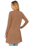 Solid Long Sleeve Side Pocket Open Front Cardigan Camel - Pack of 6