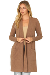 Solid Long Sleeve Side Pocket Open Front Cardigan Rust - Pack of 6
