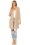 Solid Long Sleeve Side Pocket Open Front Cardigan Dark Taupe - Pack of 6