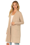 Solid Long Sleeve Side Pocket Open Front Cardigan Rust - Pack of 6