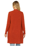Solid Long Sleeve Side Pocket Open Front Cardigan Rust - Pack of 6