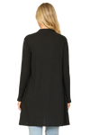 Hacci Solid Front Long Sleeve Side Pocket Open Front Cardigan Black - Pack of 6