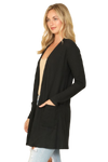 Hacci Solid Front Long Sleeve Side Pocket Open Front Cardigan Black - Pack of 6