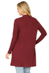 Hacci Solid Front Long Sleeve Side Pocket Open Front Cardigan Burgundy - Pack of 6