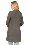 Hacci Solid Front Long Sleeve Side Pocket Open Front Cardigan Charcoal 2Tone - Pack of 6