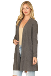 Hacci Solid Front Long Sleeve Side Pocket Open Front Cardigan Charcoal 2Tone - Pack of 6