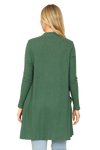 Hacci Solid Front Long Sleeve Side Pocket Open Front Cardigan Hunter Green - Pack of 6