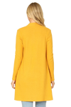 Hacci Solid Front Long Sleeve Side Pocket Open Front Cardigan Mustard - Pack of 6