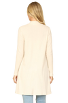Hacci Solid Front Long Sleeve Side Pocket Open Front Cardigan Natural - Pack of 6