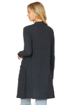Hacci Solid Front Long Sleeve Side Pocket Open Front Cardigan Navy - Pack of 6