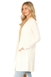 Hacci Solid Front Long Sleeve Side Pocket Open Front Cardigan Off White - Pack of 6