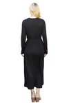 Solid Quarter Sleeve Elastic Waist Dress Black -  Pack of 6
