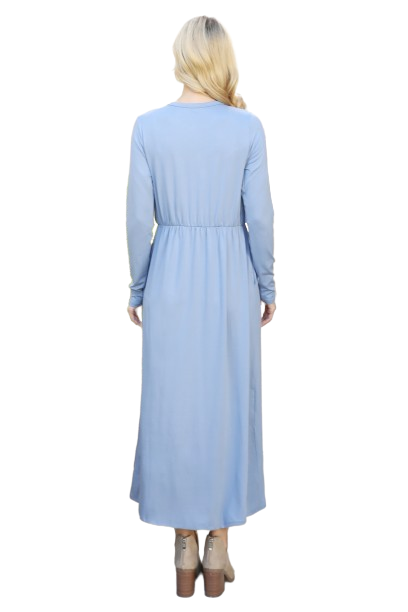 Solid Quarter Sleeve Elastic Waist Dress Dusty Blue -  Pack of 6