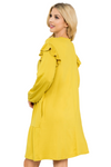 Long Sleeve Ruffle Detail Solid Dress Royal Dijon - Pack of 6