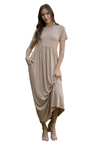 knee length dresses for ladies Ella Navy Cinched Waist Maxi Dress – Inherit Co main image 0