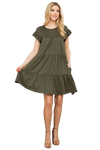 Dark Short Sleeve Ruffle Detail Mini Dress - Pack of 6
