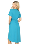 Cinched Waist Solid Tulip Dress Teal -  Pack of 7
