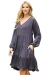 Lavender Plus Size Bell Sleeve Smocked Solid Dress - Pack of 6