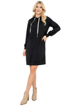 Plus Size French Terry Long Puff Sleeve Hoodie Dress Black - Pack of 6