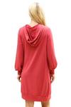 Plus Size French Terry Long Puff Sleeve Hoodie Dress Marsala - Pack of 6
