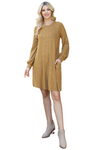 Plus Size Puff Long Sleeve Hacci Brushed Dress Mustard - Pack of 6