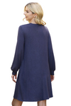 Plus Size Puff Long Sleeve Hacci Brushed Dress Navy Dark - Pack of 6