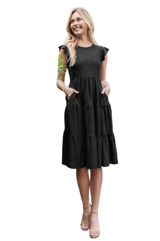 Floral Ruffle Sleeve Tiered Mini Dress Kelly Green - Pack of 6