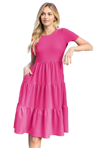 Floral Ruffle Sleeve Tiered Mini Dress Kelly Green - Pack of 6