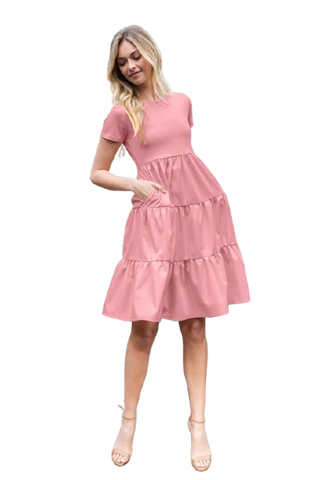 Floral Ruffle Sleeve Tiered Mini Dress Kelly Green - Pack of 6