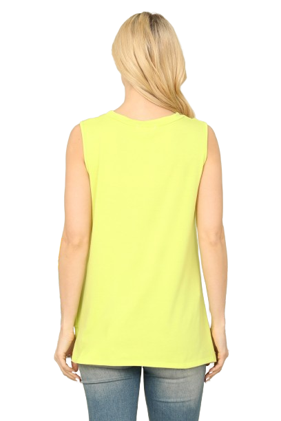 Solid Sleeveless Front Twist Top Vintage Lime - Pack of 7