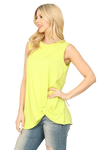 Solid Sleeveless Front Twist Top Vintage Lime - Pack of 7