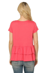 Solid Layered Ruffle Hem Top Coral - Pack of 7