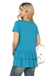 Solid Layered Ruffle Hem Top Teal - Pack of 7