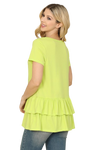 Solid Layered Ruffle Hem Top Vintage Lime - Pack of 7