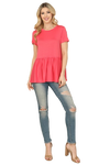 Solid Peplum Waist Top Coral - Pack of 7