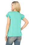 Solid Ruffle Sleeve Tiered Top Aqua - Pack of 7