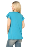 Solid Ruffle Sleeve Tiered Top Teal - Pack of 7