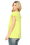 Solid Ruffle Sleeve Tiered Top Vintage Lime - Pack of 7