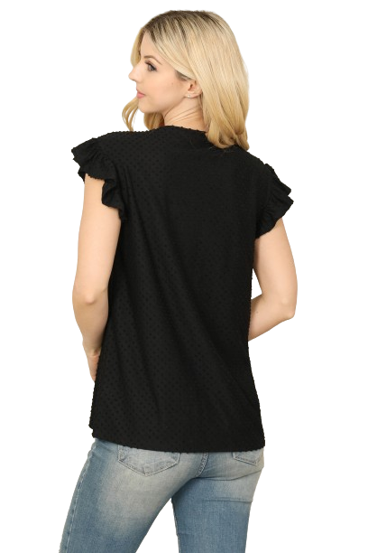 Solid Ruffle Sleeve Tiered Top Black - Pack of 7